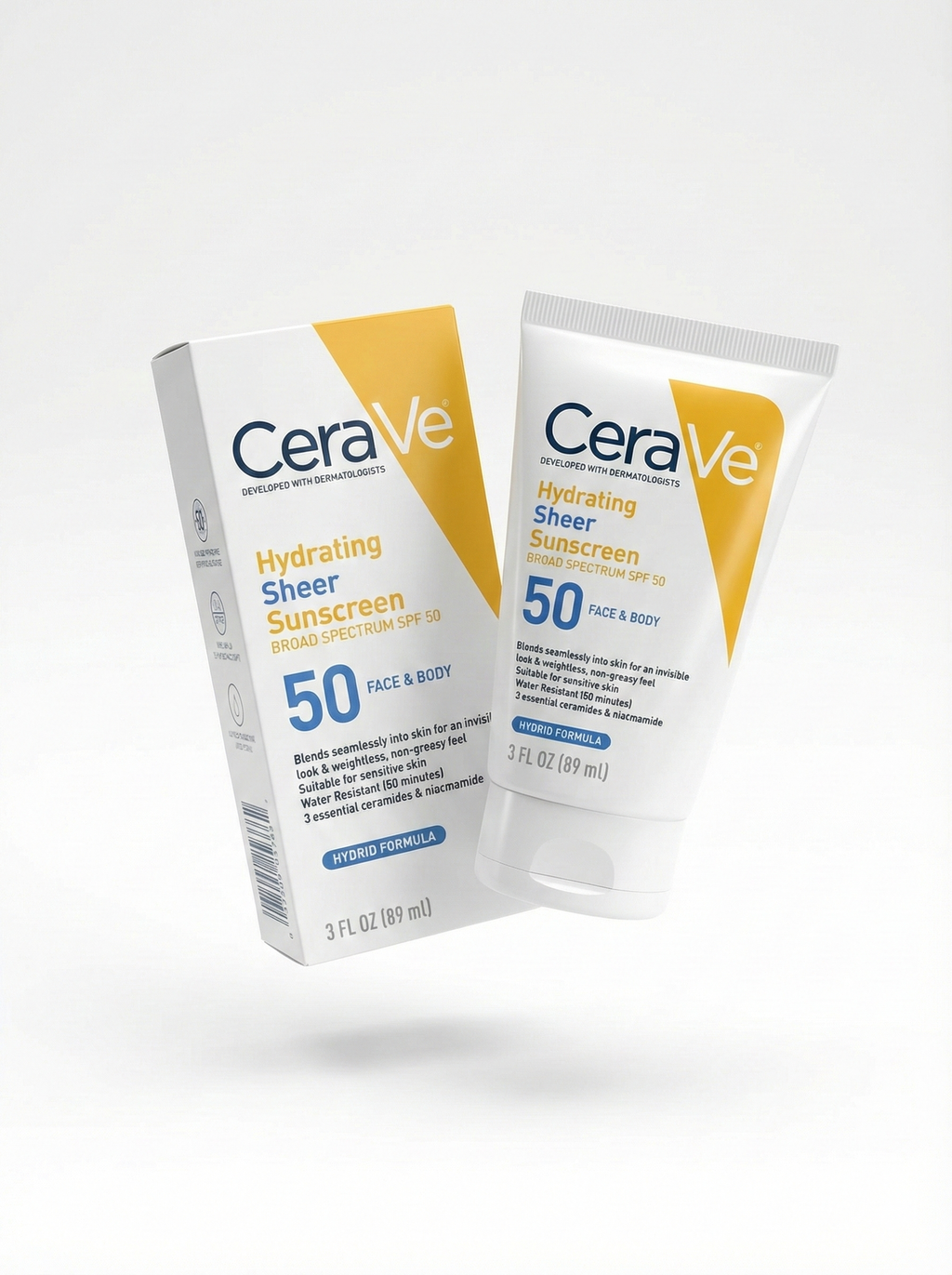 CeraVe Hydrating Sheer Sunscreen SPF 50 – Face & Body (89ml)