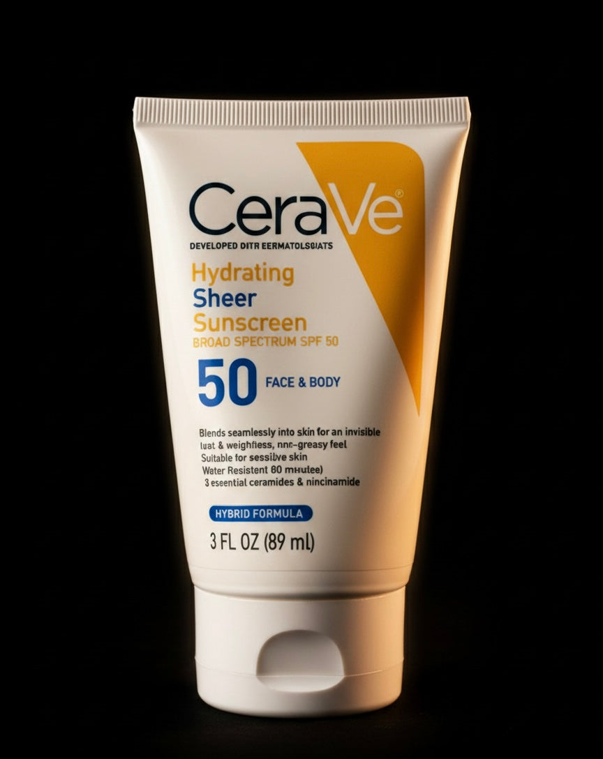 CeraVe Hydrating Sheer Sunscreen SPF 50 – Face & Body (89ml)